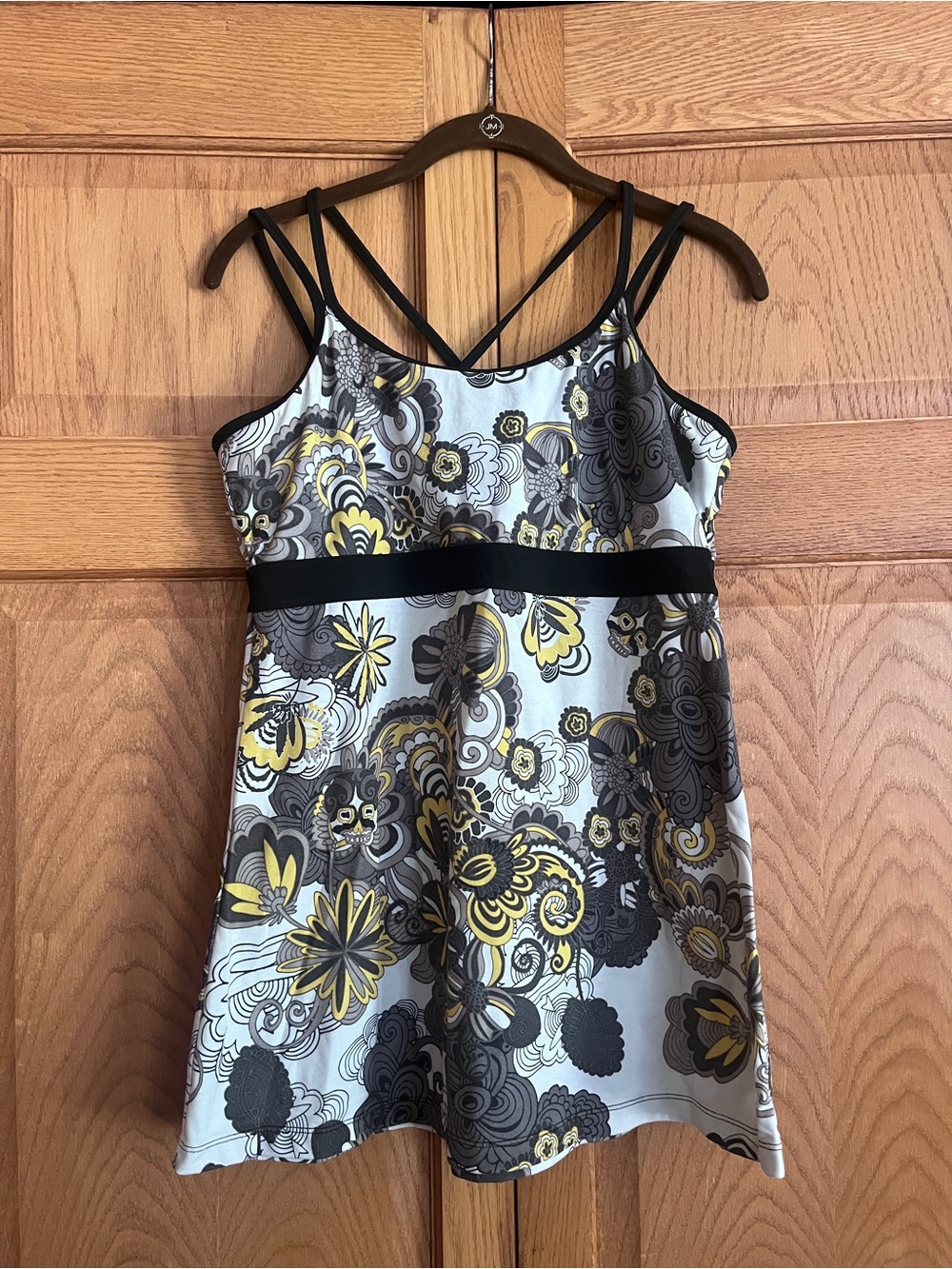 Prana Yellow, Gray and Black Floral Tank